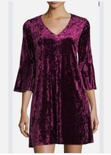 Eliza J Size 8 Crushed Velvet Bell Sleeve Shift Dress whimisgoth fairy