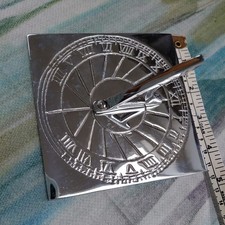 Small Bright Chrome Sundial- 11.5cm Roman numerals 