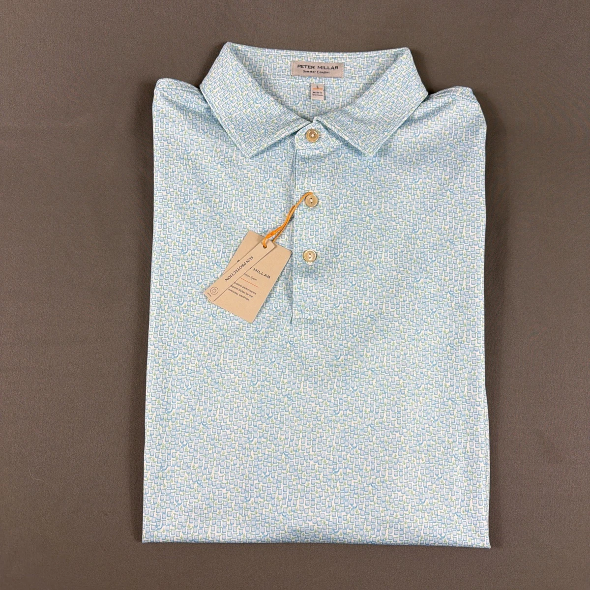 PETER MILLAR Summer Comfort L ターコイズ Peter Millar Peter Millar Summer Comfort Casual Button-Down Shirts