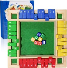 Shut The Box Dice Game 2-4 Player Shut The Box Game Wooden Board Table Math G...