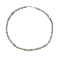 Cavill Labradorit Halskette 925 Silber Rhodiniert 97,86Ct Rund Braun GrüN