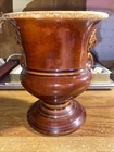 Vintage Brown Drip Glaze Hull Pedestal Planter Vase F64
