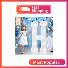 Pooqla 3 FT Marquee Letters, Light Up Letter H, Cool White and Warm White