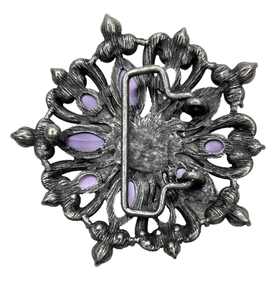 Fivela de cinto vintage floral strass tom prata metal vaqueira ocidental retrô - Imagem 4 de 4