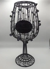 Cork Cage Wire Wine Goblet Shaped with Lid Bar Display Corks Holder 12 in