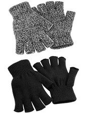 2 Pairs Fingerless Gloves for Women Men, Warm Winter Half Finger Gloves Large