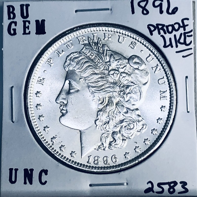 1896 BU GEM MORGAN SILVER DOLLAR UNC MS+++ U.S. MINT RARE COIN 2583