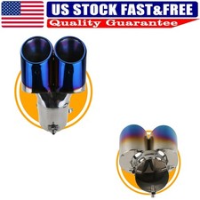 Universal Dual Car Exhaust Tail Pipe Muffler Throat Stainless Steel 1.4" to 2.5"