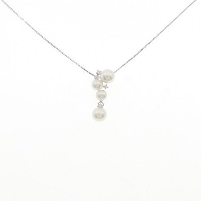 Authentic K18WG Akoya Pearl Necklace #246-000-453-8264