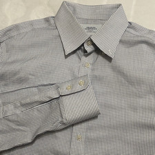 Charles Tyrwhitt Men's Non Iron Slim Fit Dress Shirt 17 35 White Blue Plaid