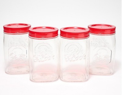 LocknLock 3-Cup Twist Lid Mason Jar Canisters SET OF 4 K99018 RED