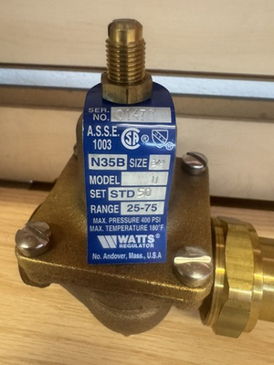 #ad Watts Regulator N35B Pressure Regulator Valve Size ¾ Set: 50Psi Range: 25 75Psi $259.99