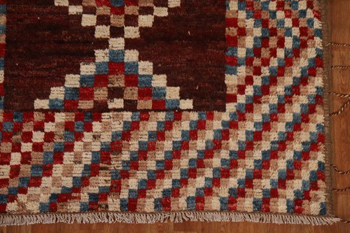 Kariert Marokkanische Wolle Fläche Teppich 1.5x2.4m Handgeknüpft für Badezimmer - Bild 7 von 19