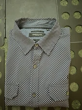 Kenneth Cole Men’s Black Slim Fit Short Sleeve Button Up Shirt - L