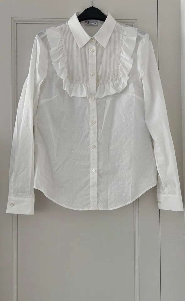 Camisa Manga Larga Algodón Volantes RED VALENTINO Talla 40 UK 8 Nueva Foto 3 de 4