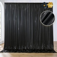 10x10 ft Black Sequin Backdrop Curtain Panels for Parties, Free Glitter Photo...