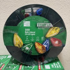 Home Accents 100 Count Multicolor Super Bright Steady Lit C9 LED Lights 65.4 Ft