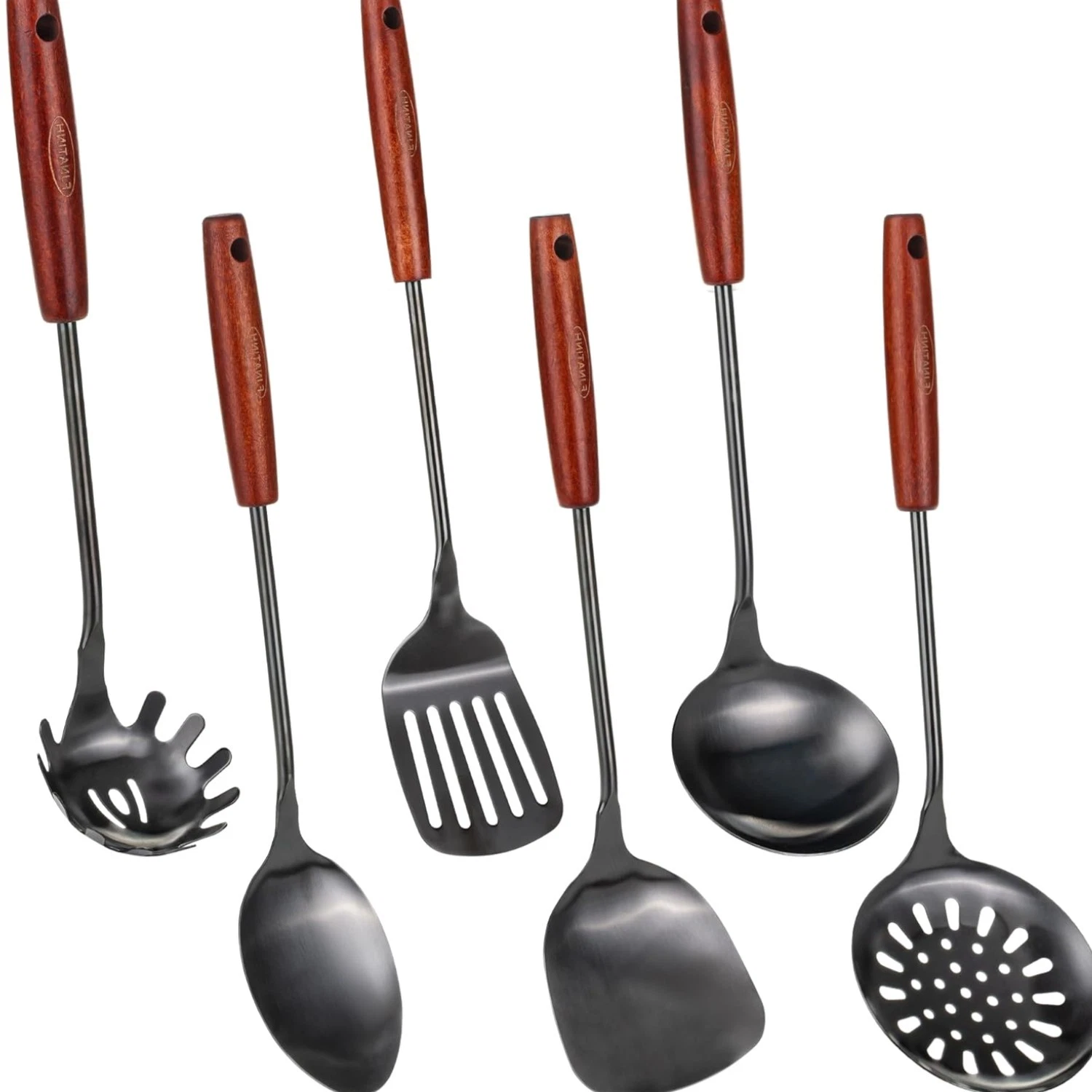 304 Stainless Steel Kitchen Utensil Sets - 6 PCS Wok Spatula Sets Cooking Ute...