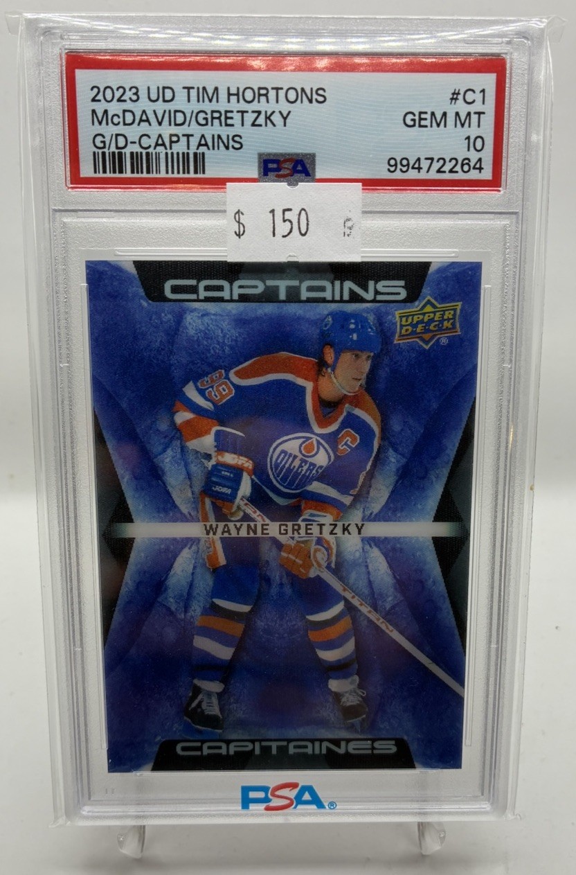 Connor McDavid Wayne Gretzky 2023 UD Tim Hortons GREATEST DUOS CAPTAINS PSA 10