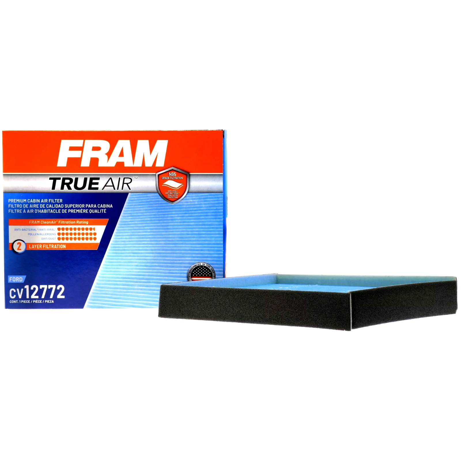 FRAM CV12772 TrueAir N95 Cabin Air Filter for Select Ford and LIncoln