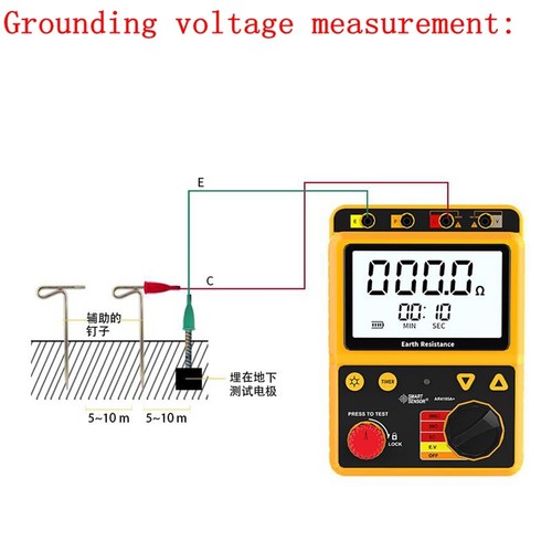 Portable Digital Earth Ground Resistance Meter Tester 2ohm/20ohm/200ohm AR4105A - Picture 6 of 8