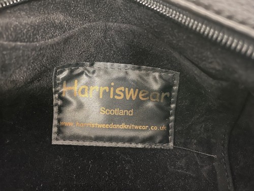 Harris Tweed Wool Leather Shoulder Bag Grey Check Tartan Harriswear Scotland - Picture 9 of 9