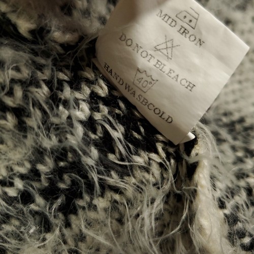 John Fashion Cardigan Womens XL Checkerboard Fuzzy Wool Blend Hook N Eye - Picture 6 of 13