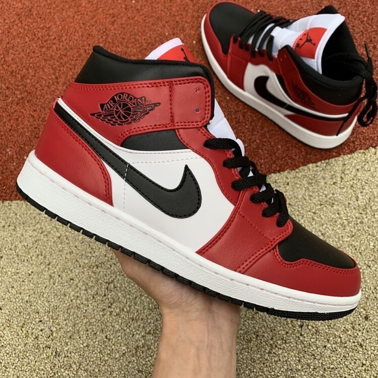 Nike Air Jordan 1 Mid Chicago Black Lost Toe High Low 554724