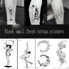 Waterproof Temporary Tattoo Water Transfer Black Flower Tatto Sticker Body Art 