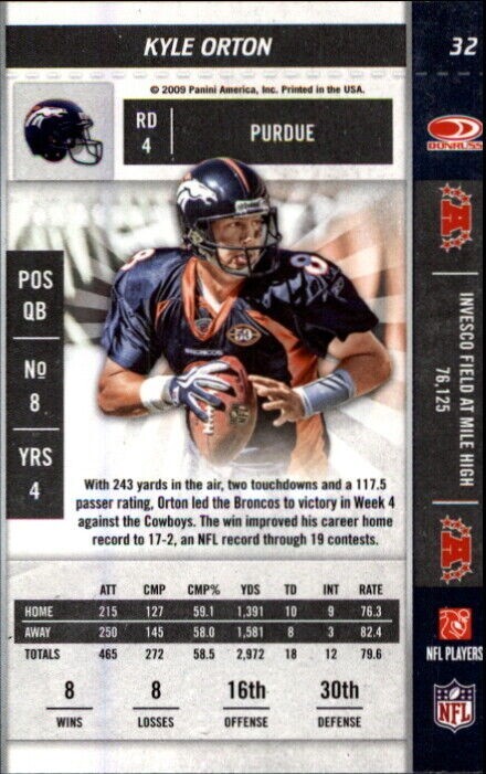 2009 Playoff Contenders Football #32 Kyle Orton