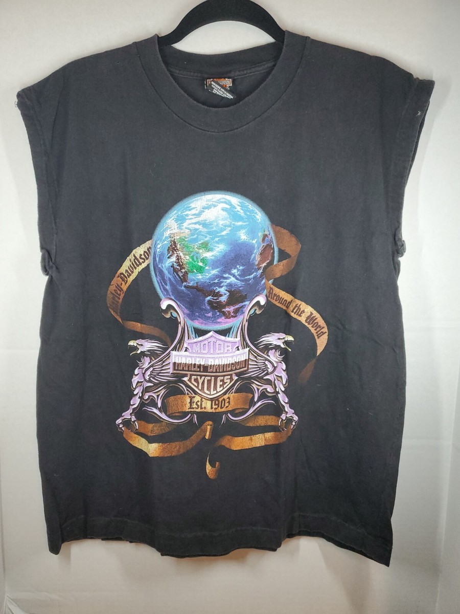 Harley Davidson Mens T-shirt - AROUND THE WORLD/Longhorn custom | eBay