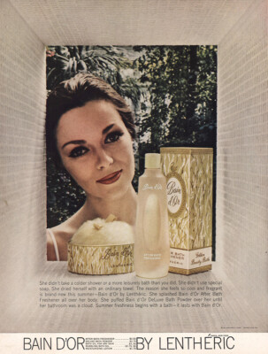 1960 Lentheric Bain D'or: Didn t Take a Cold Shower Vintage Print Ad