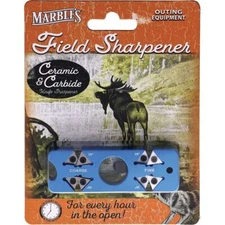 Marbles 4 in 1 Knife Sharpener Carbide And Ceramic Blades Blue Aluminum Handle