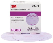 3M Hookit Purple Finishing Film Abrasive Disc 260L, 30371, 3 in,  Case of 200 