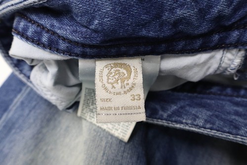 Diesel Thavar Slim-Skinny 0RB04 Hommes Jeans W33/L34 Bleu Délavé Whiskers Zippé - Picture 7 of 11