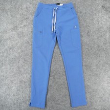 Figs Technical Collection Scrub Pants Womens Extra Small Blue w Drawstring A1