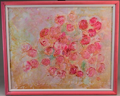 COCO TRABICHET Original Vintage Signed Avant Abstract Floral Still Life Painting