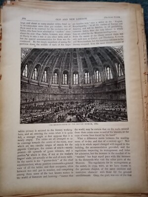 ZZ10  Ephemera 1894 Victorian book picture reading room British museum 1880