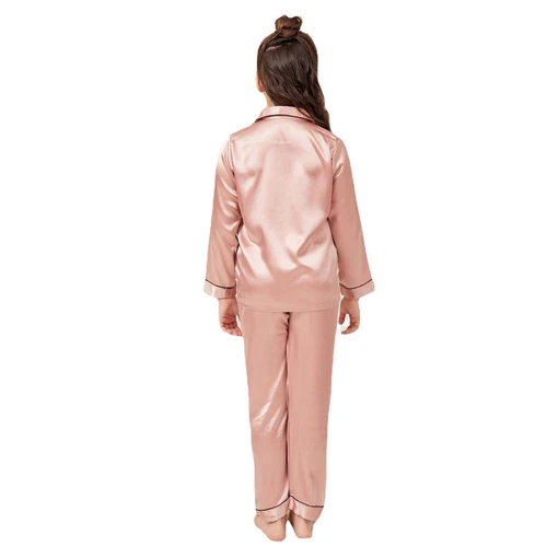 New Kids Boys Girls Silk Pajamas Long Sleeve Satin PJs Sets Nightwear Sleepwear - Picture 43 of 83