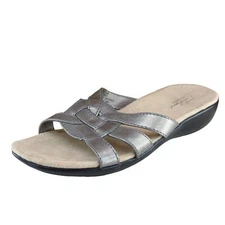 Great Northwest Sz 6 M Silver Slide Synthetic Women Sandals Slaon
