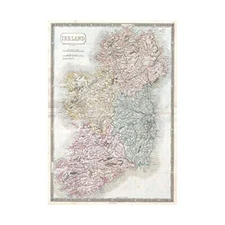 Wee Blue Coo 1850 Hall Map Ireland Vintage Art Picture Framed Wall Art Print