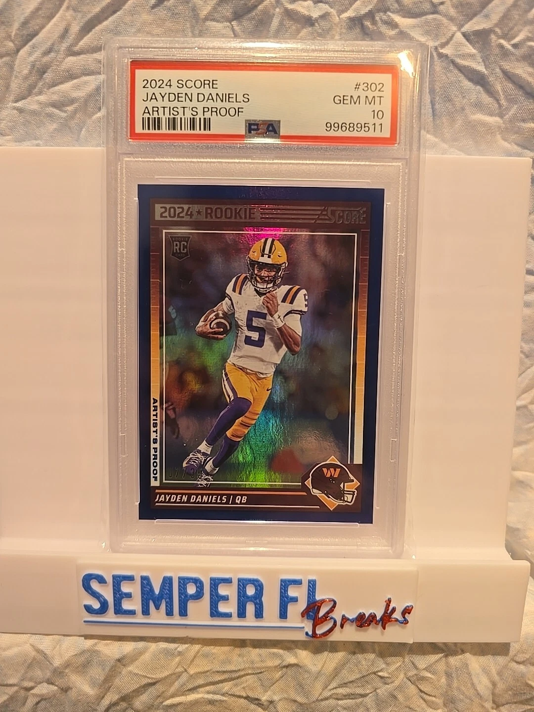 Jayden Daniels Panini Score #302 Artists Proof