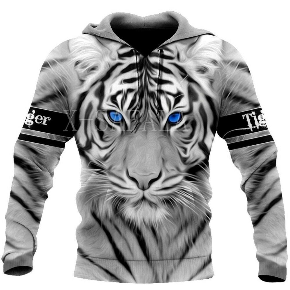 Chaqueta Con Capucha Estampado De Tigre Blanco 3D Para Hombre Sudadera De  Animal