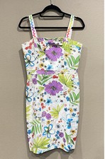 David Meister Dress Womens 8 Floral Art To Wear Sheath Sleeveless Colorful USA
