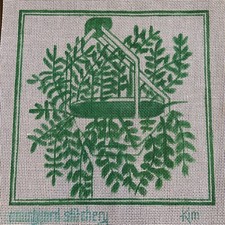 Hand Painted Needlepoint Canvas Kim Courtyard Stitchery Plant Greenery Foliage