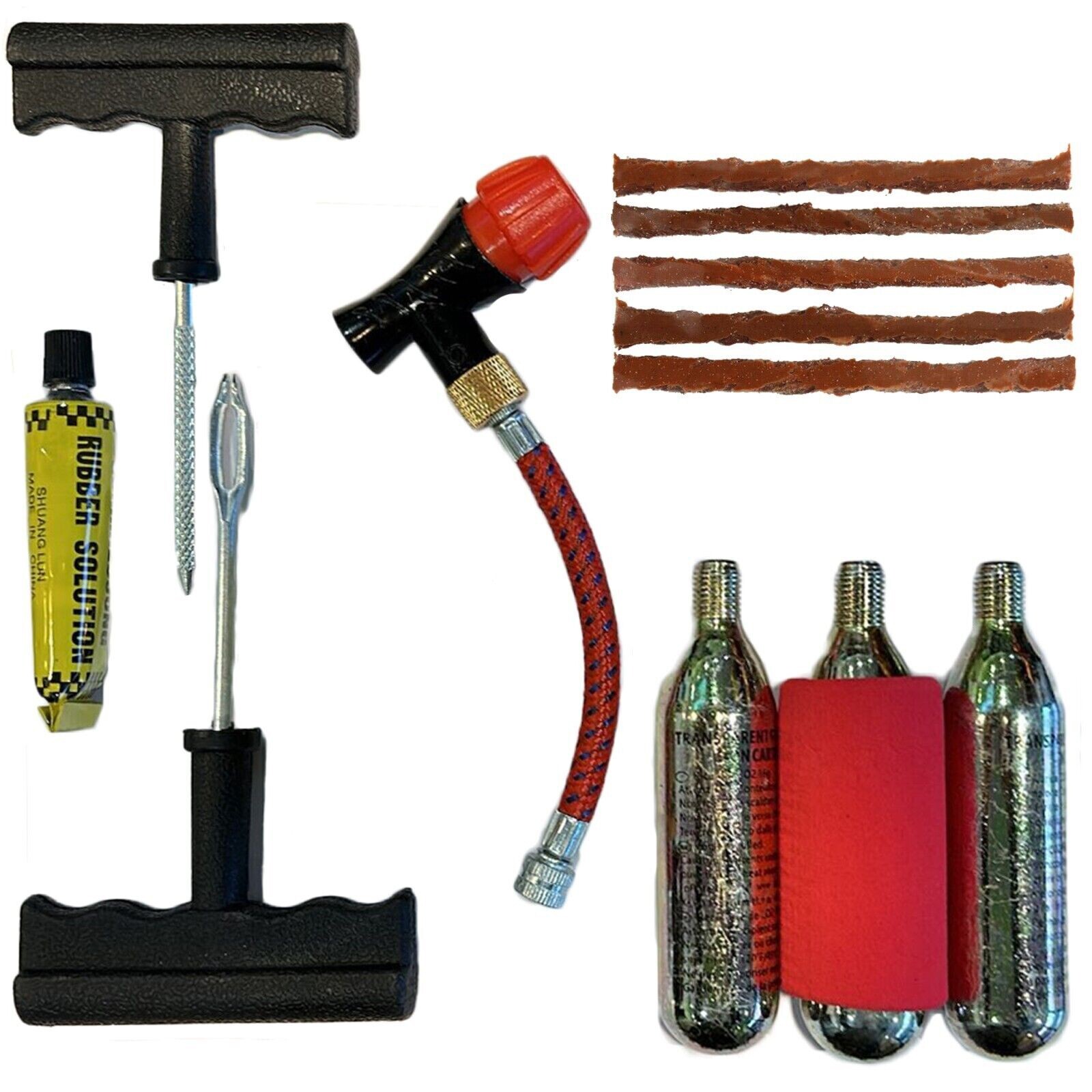 MOTORBIKE PUNCTURE REPAIR KIT MOTORCYCLE SCOOTER EMERGENCY TUBELESS