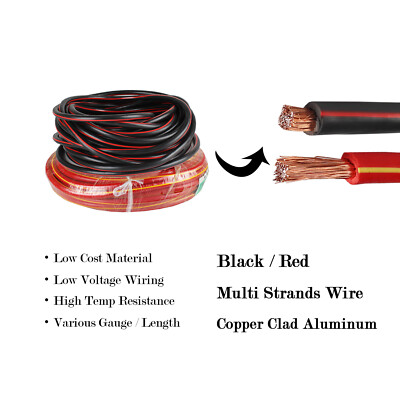 Truck Boat RV Solar Battery Power Wire 0 2 4 Gauge CCA Battery Amp Cable Lot 24V