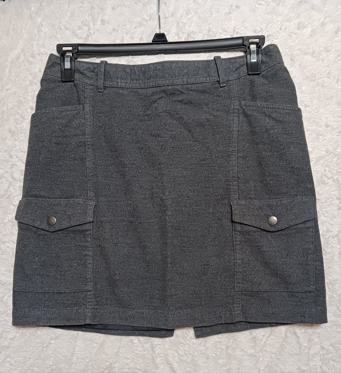Eddie Bauer- Cotton Bend Cargo Gray Mini Skirt womans sz