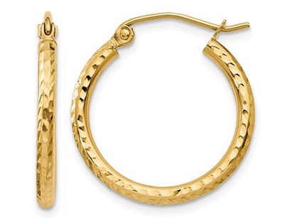 Kleine Creolen mit Diamantschliff in 14 Karat Gelbgold
