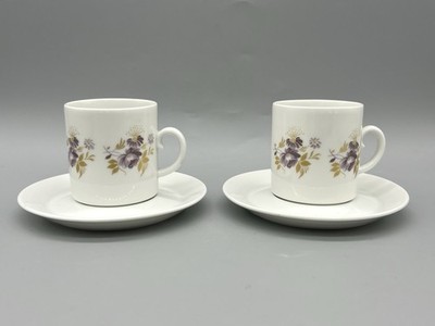 2 MCM Arabia Finland Floral Espresso Coffee Mug Cup & Saucer Sets